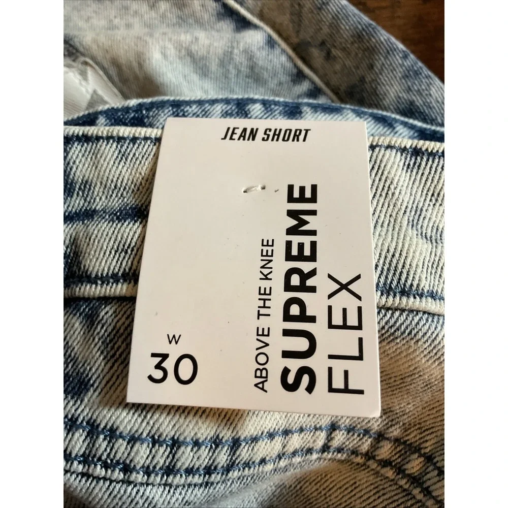 Rue 21 Premium Denim Mens Jean Shorts Patchwork Supreme Flex Graffiti Size 30 - Picture 7 of 7